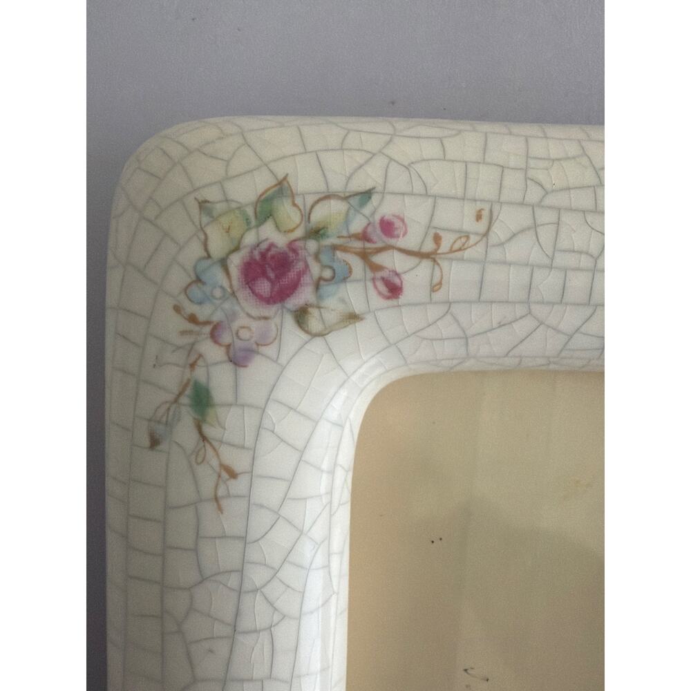 Vintage Burnes Ceramic Floral Photo Frame Cottagecore Coquette Pastel Pink 2x3 - Picture 4 of 11